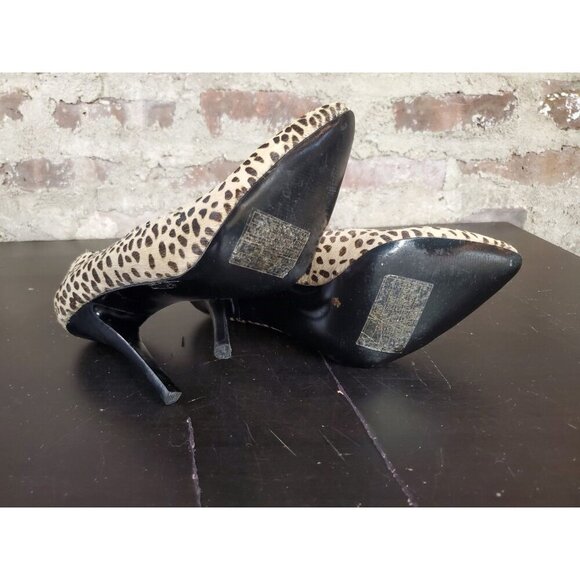 Steve Madden Heels 8.5 Cheetah Print Fur Cow Hair Pumps Tan Brown Stiletto - Picture 5 of 6
